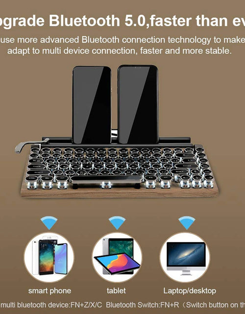 Load image into Gallery viewer, Retro Typewriter Keyboard Wireless Bluetooth Keyboard USB Mechanical Punk Keycaps for Desktop Pc/Laptop/Phone
