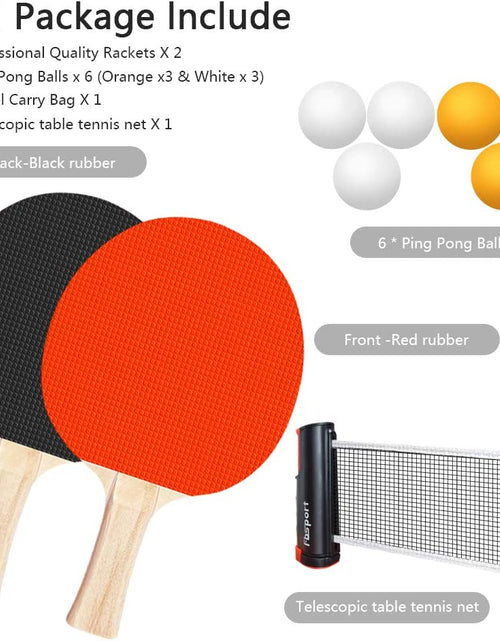 Load image into Gallery viewer, Ping Pong Paddle Set, Portable Table Tennis Set with Retractable Net,Rackets,Balls and Carry Bag for Indoor/Outdoor Games
