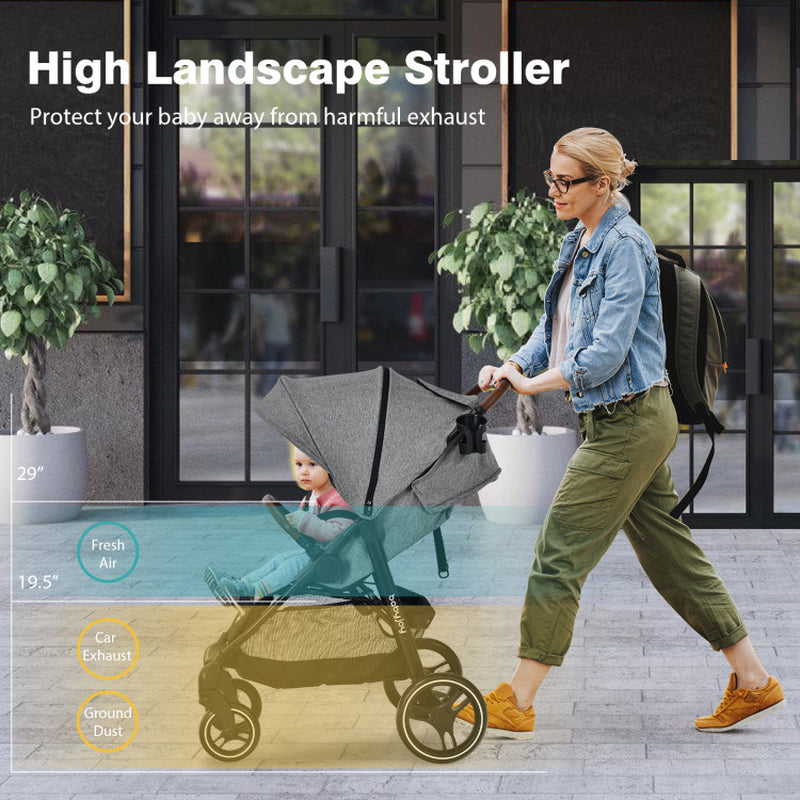 High Landscape Baby Stroller with Easy One-Hand Fold Design