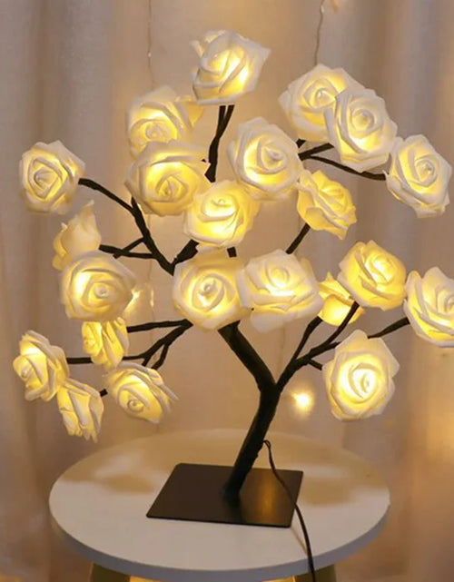 Load image into Gallery viewer, 24 LED Rose Flower Tree Lights USB Table Lamp Home Decoration LED Table Lights Parties Xmas Christmas Wedding Bedroom Decor
