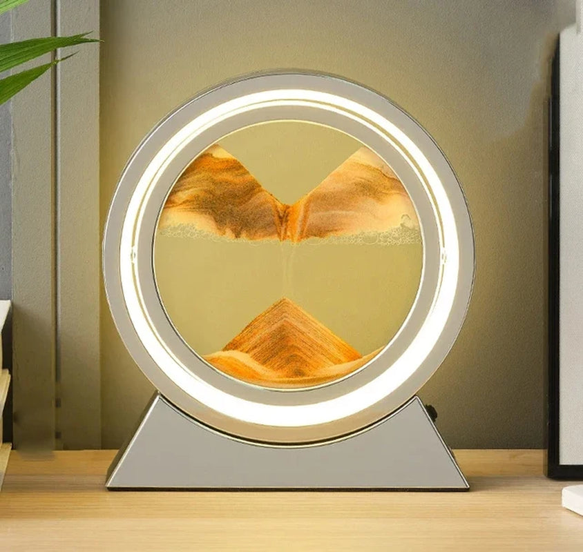 LED Light Creative Quicksand Table Lamp Moving Sand Art Picture 3D Hourglass Deep Sea Sandscape Bedroom Lamp for Home Decor Gift