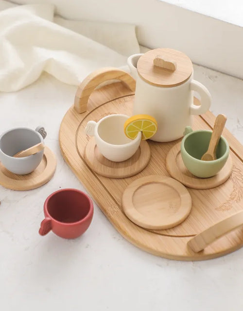 Load image into Gallery viewer, Baby Wooden Montessori Toys Playing House Afternoon Tea Set Model Puzzle Toys for Baby Birthday Toy Numbers Blocks Learning Toy
