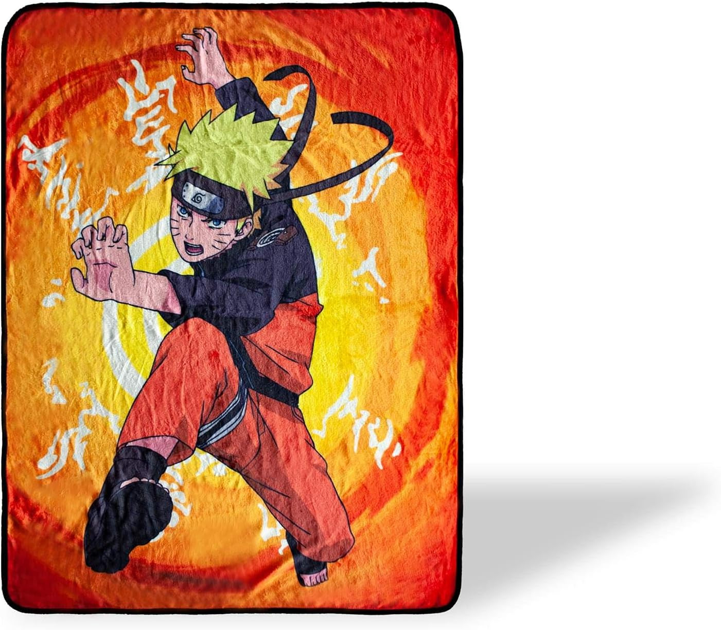 Naruto with Kanji Symbols Large Anime Fleece Throw Blanket | Official Naruto Throw Blanket | Collectible Anime Throw Blanket | Measures 60 X 45 Inches