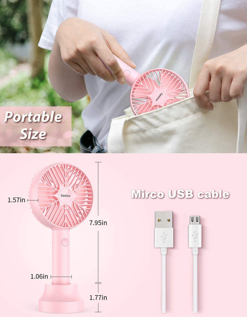 Load image into Gallery viewer, Handheld Fan Mini Fan,Small Personal Portable Fan, USB Desk Fan,Rechargeable Eyelash Fan for Makeup,8-13Hours Operated Small Makeup Eyelash Fan for Women Girls Outdoor and Indoor (Pink)
