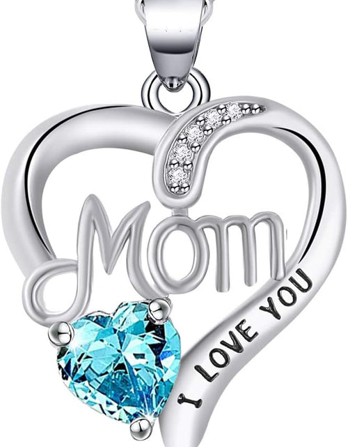 Load image into Gallery viewer, I Love You Mom Love Heart Necklace,925 Sterling Silver Rhinestone Necklace for Mom,Best Mom Necklace Gift for Mother
