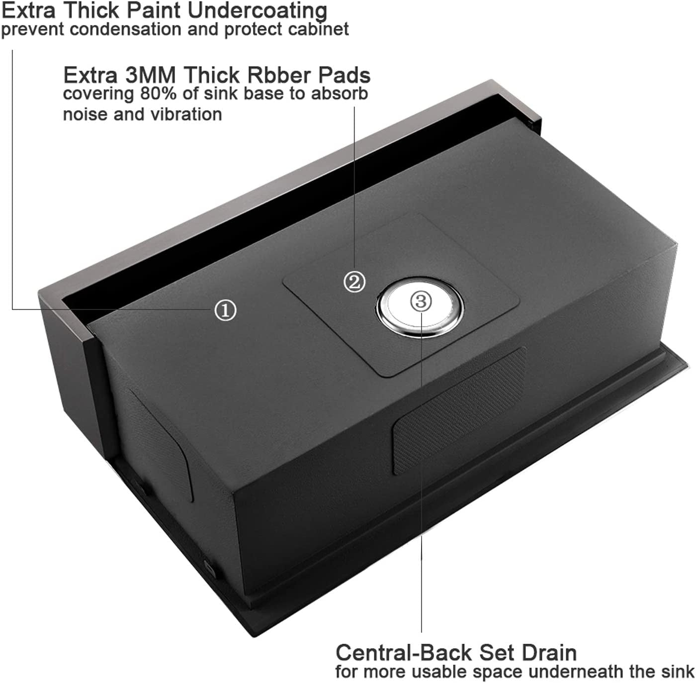 33 Inch Farmhouse Kitchen Sink Workstation Black -  33X22 Apron Front Workstation Farmhouse Sink Stainless Steel 16 Gauge Single Bowl Gunmetal Matte Black Farm Sink