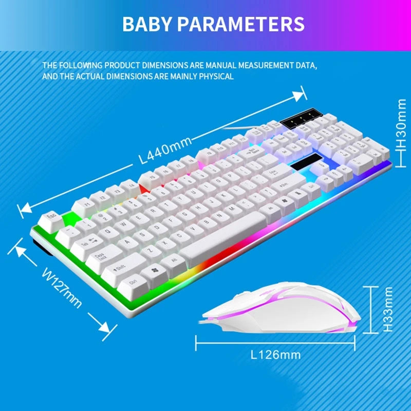 RGB Gaming Keyboard Gamer Keyboard and Mouse Kit Wired Mechanical Keyboard Gaming Keyboard and Mouse Combo for Windows PC Gamers