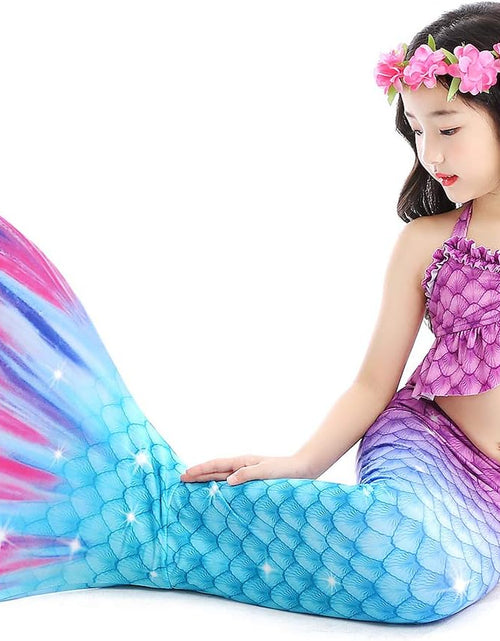 Load image into Gallery viewer, 5Pcs Girls Swimsuit Mermaid Tails for Swimming Princess Bikini Bathing Suit Set Costume (No Monofin)
