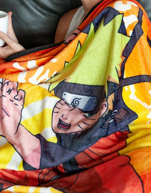 Load image into Gallery viewer, Naruto with Kanji Symbols Large Anime Fleece Throw Blanket | Official Naruto Throw Blanket | Collectible Anime Throw Blanket | Measures 60 X 45 Inches
