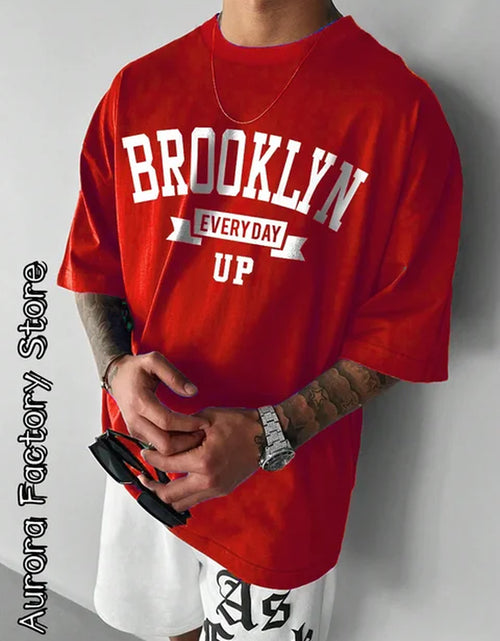 Load image into Gallery viewer, 2024 Summer Men&#39;S T-Shirt Brooklyn Camiseta Letter Printed T-Shirt Casual Short Sleeve Streetwear Oversized T-Shirt Men Clothes
