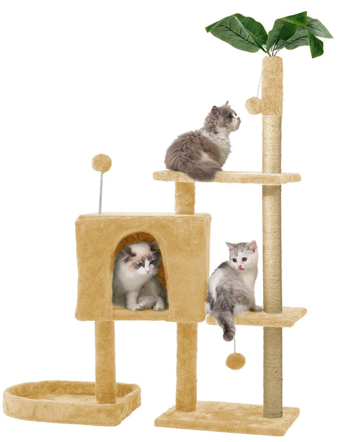 Load image into Gallery viewer, Cat Tree,52&quot; Cat Tower for Indoor Cats, Cat Tree with Scratching Posts Plush Perch Stand, Cat Condo with Funny Toys Kittens Pet Play House,Beige
