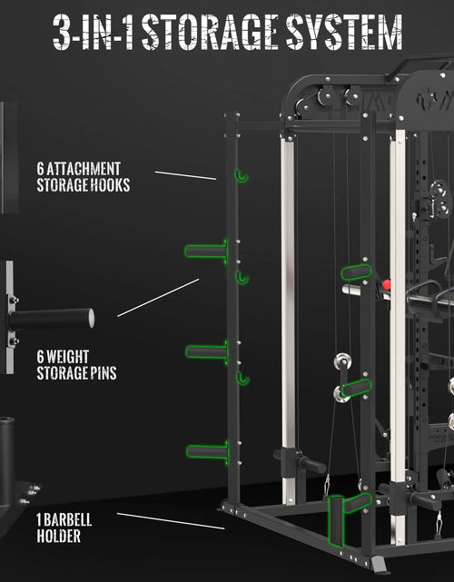 Load image into Gallery viewer, Smith Machine Home Gym, 2000Lbs Smith Rack with Cable Crossover and 800Lbs Weight Bench, Home Gym Equipment
