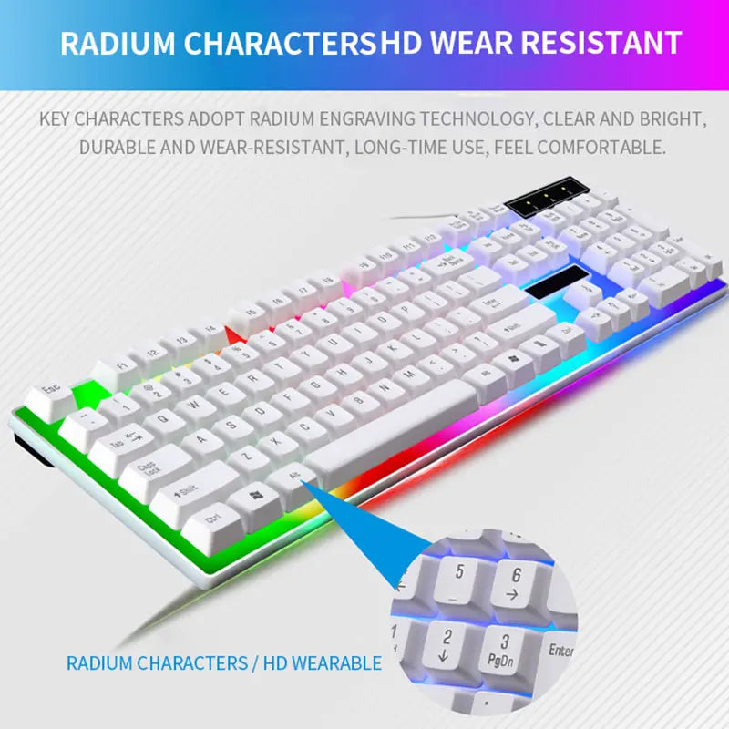 RGB Gaming Keyboard Gamer Keyboard and Mouse Kit Wired Mechanical Keyboard Gaming Keyboard and Mouse Combo for Windows PC Gamers