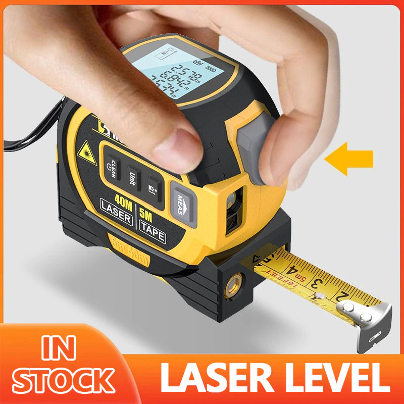 Intelligent 3In1 Laser Tape Measure Laser Rangefinder High-Precision Digital Laser Tape Range Finder Measuring Instrument Level