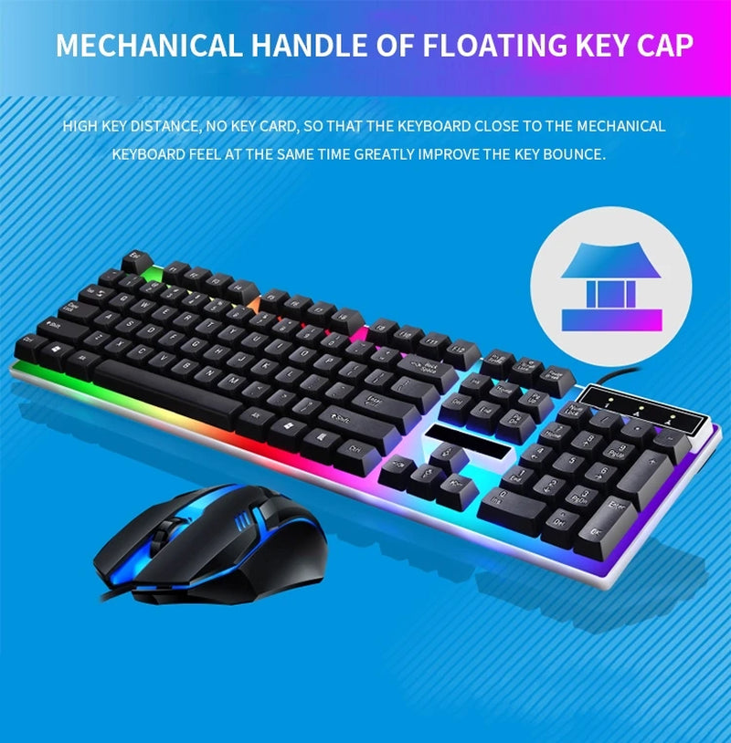 RGB Gaming Keyboard Gamer Keyboard and Mouse Kit Wired Mechanical Keyboard Gaming Keyboard and Mouse Combo for Windows PC Gamers