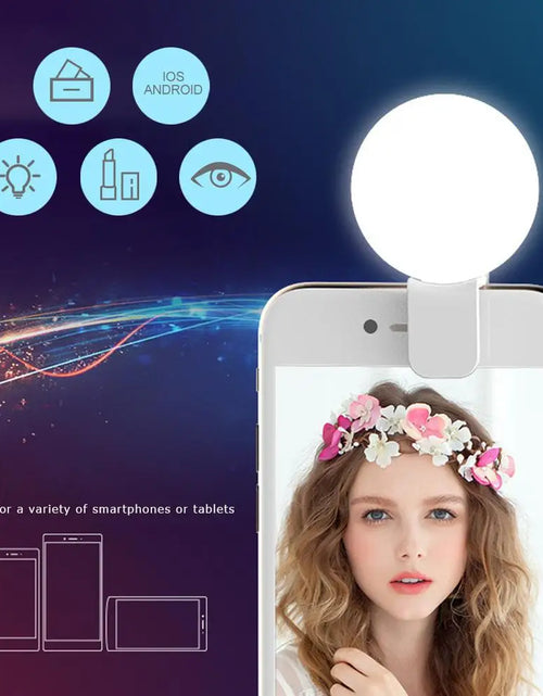 Load image into Gallery viewer, Mobile Phone LED Selfie Ring Light Portable Mini Durable Practical Three Stop Dimming Circle Photography Clip Fill Light
