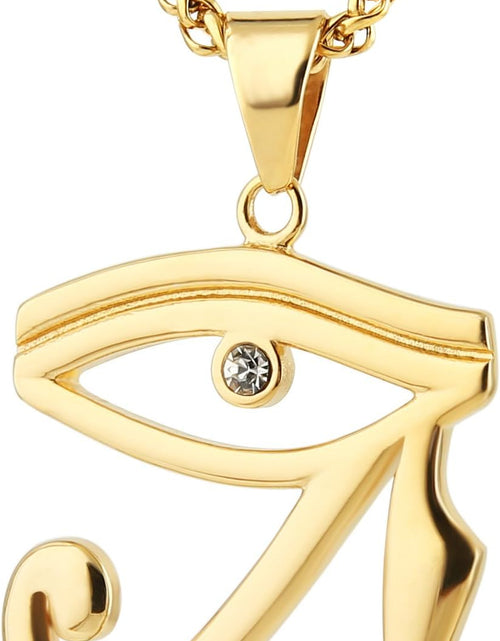 Load image into Gallery viewer, CZ Eye of Horus Egypt Protection Pendant on Stainless Steel Necklace Ancient Egyptian Symbol of Protection
