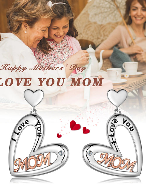 Load image into Gallery viewer, I Love You Mom Heart Necklace,Rose Gold and Silver Plated Mom Pendant Necklace for Mother,Best Mom Necklace Birthday Christmas Gift for Mom/Grandma
