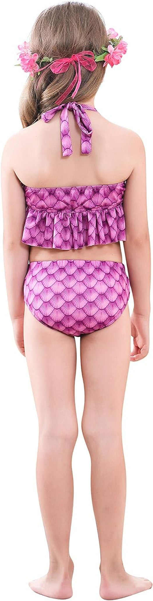 5Pcs Girls Swimsuit Mermaid Tails for Swimming Princess Bikini Bathing Suit Set Costume (No Monofin)