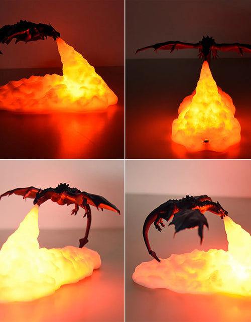 Load image into Gallery viewer, 3D Printed Fire Dragon Night Light,Usb Rechargeable LED Lights,Table Lamp for Home Bedroom E-Sport Decora,As Kids&#39;,Adult Gifts
