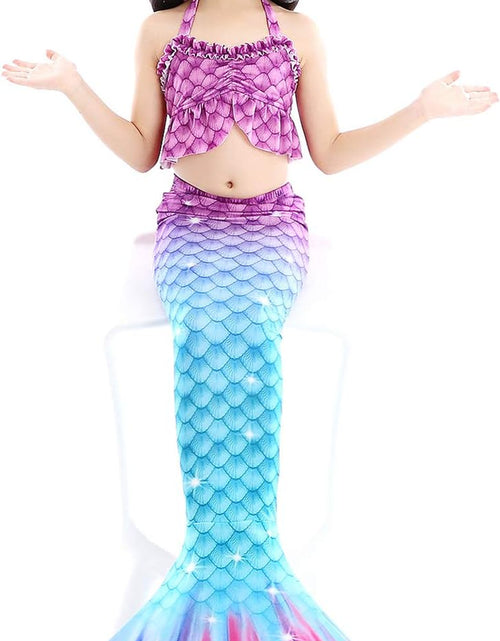 Load image into Gallery viewer, 5Pcs Girls Swimsuit Mermaid Tails for Swimming Princess Bikini Bathing Suit Set Costume (No Monofin)
