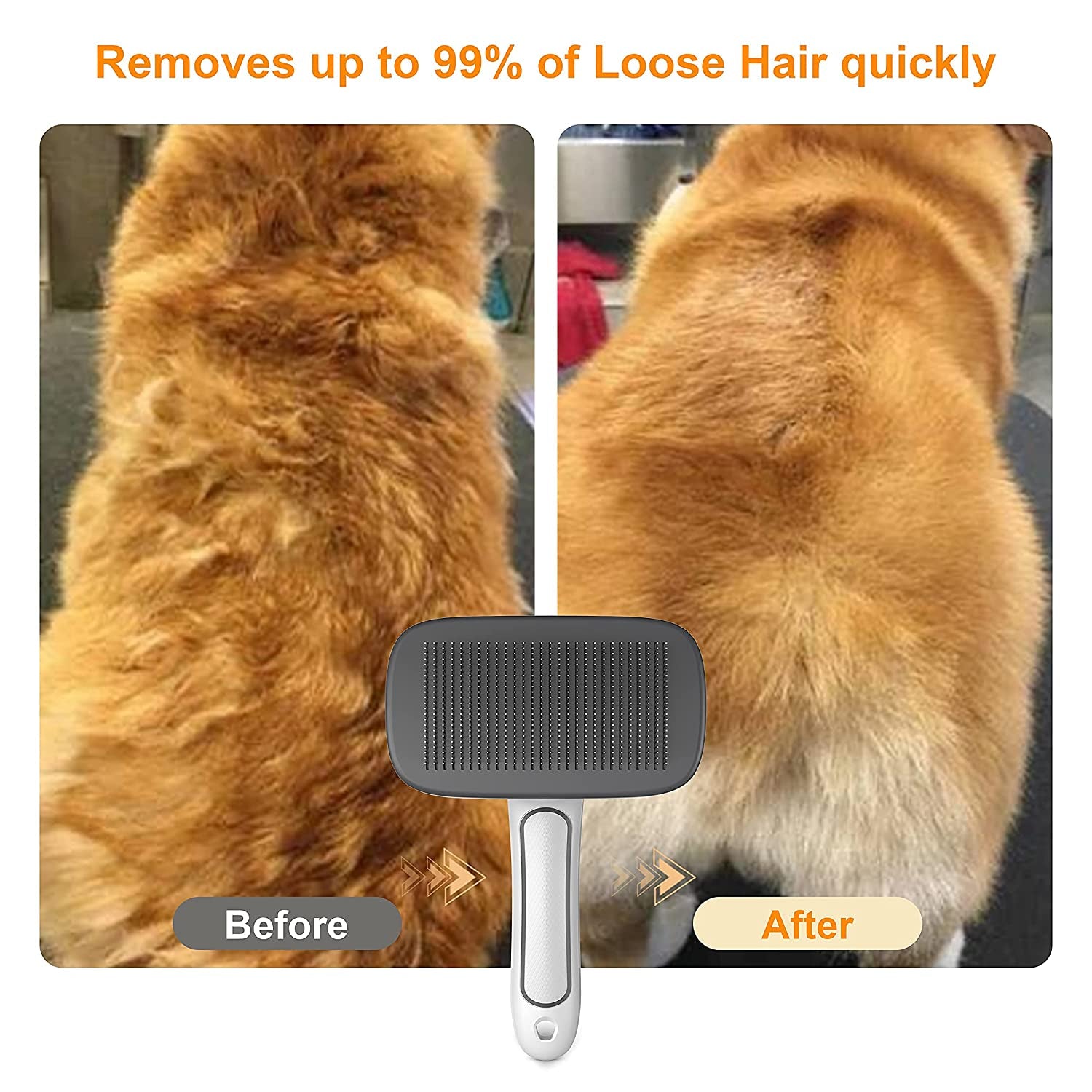 Self Cleaning Dog Brush for Long Haired Short Haired Dogs, Slicker Brush for Dogs Shedding Grooming, Dog Hair Brush for Large Medium Pets, Wire Cat Fur Brush, Pet Brush for Cats, Pet Hair Comb