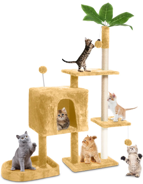 Load image into Gallery viewer, Cat Tree,52&quot; Cat Tower for Indoor Cats, Cat Tree with Scratching Posts Plush Perch Stand, Cat Condo with Funny Toys Kittens Pet Play House,Beige
