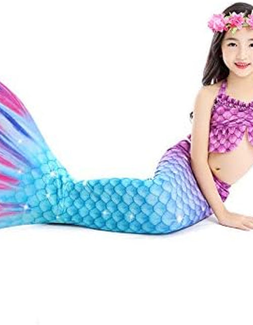 Load image into Gallery viewer, 5Pcs Girls Swimsuit Mermaid Tails for Swimming Princess Bikini Bathing Suit Set Costume (No Monofin)
