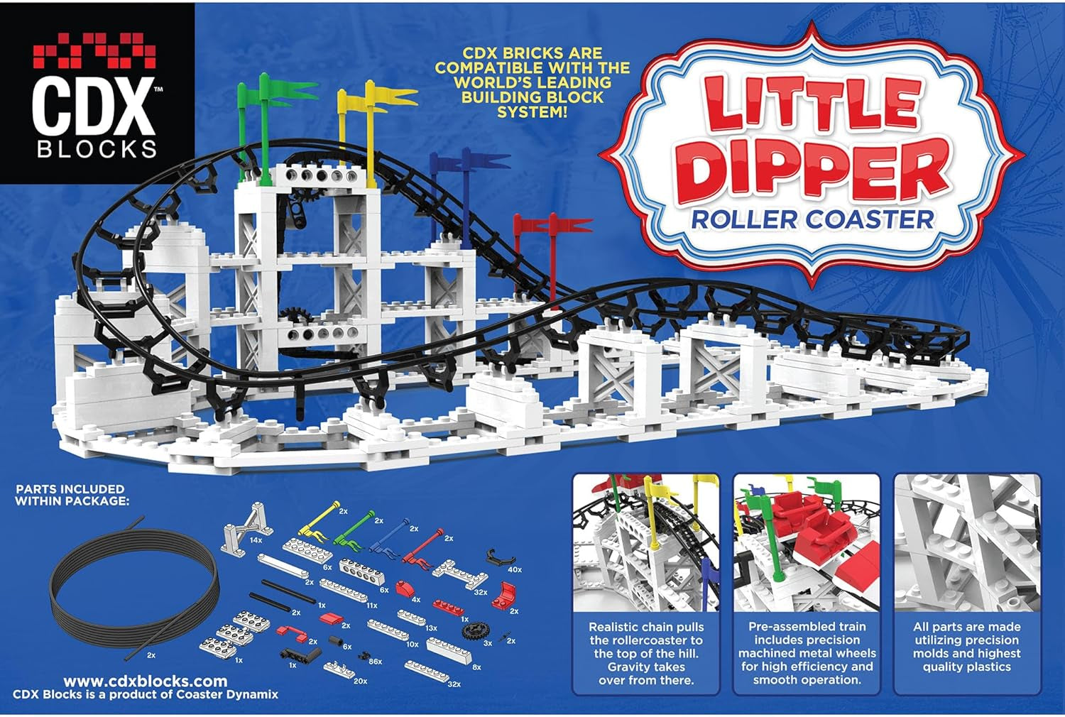 : Little Dipper - 324 Pcs, Building Brick Set, Gravity Powered Roller Coaster Model, Promotes STEM Learning