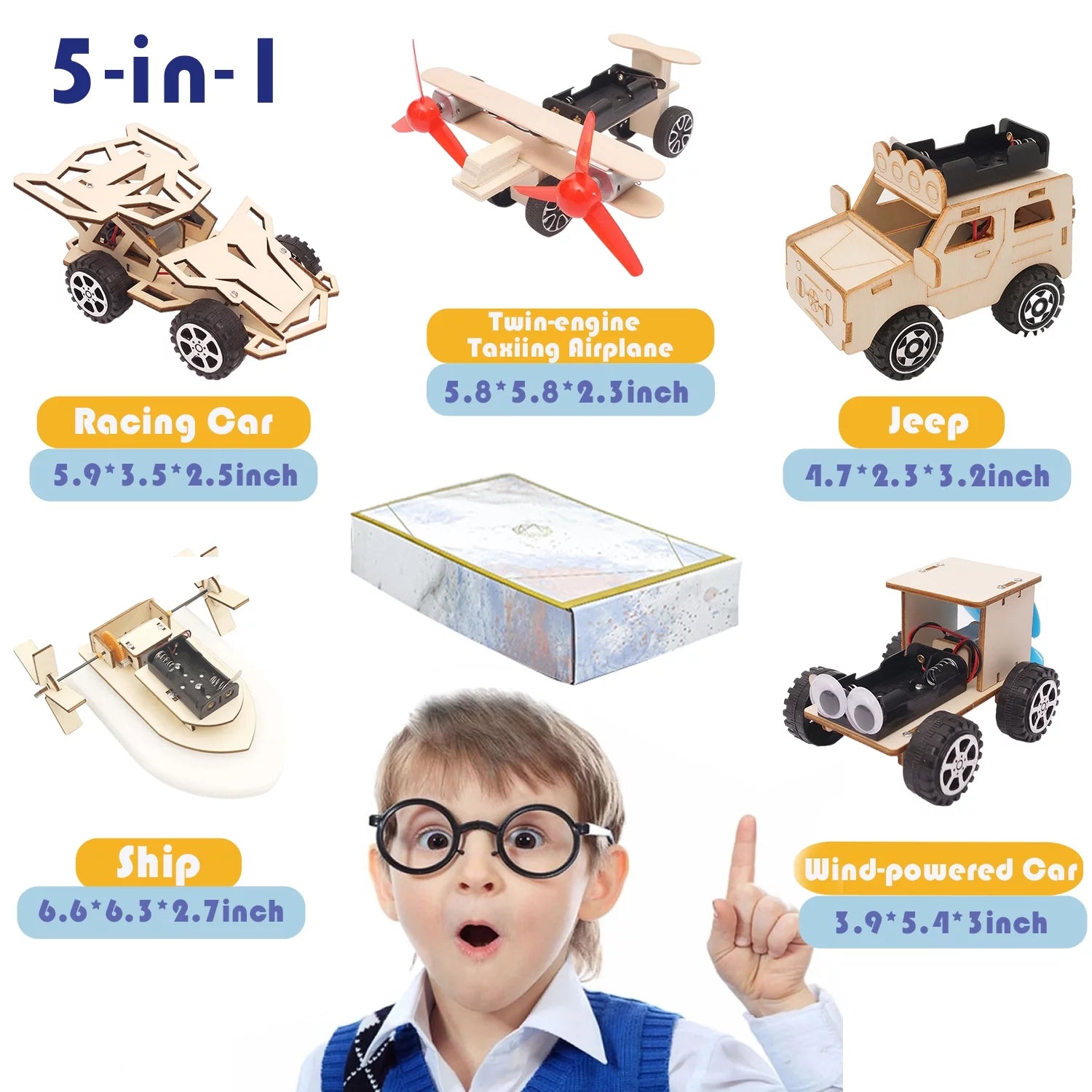 5 in 1 STEM Kits, Wooden Science Kits for Kids, STEM Projects for Kids Ages 8-12, Science Educational Crafts Building Kit, Toys for 8 9 10 11 12 13 Year Old Boys and Girls