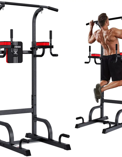 Load image into Gallery viewer, Body Champ Multifunction Power Tower Dip Station Pull up Bar Power Rack for Home Gym Strength Training Workout Equipment Max Weight 480Lbs
